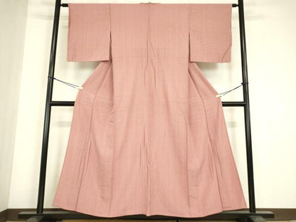 平和屋着物▽上質な小紋　単衣　縞　正絹　逸品　DABE4649az