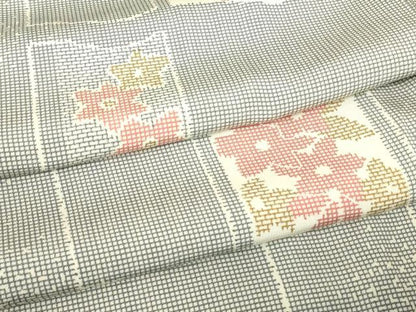 平和屋着物▽上質な小紋　単衣　色紙花文　正絹　逸品　DABE4650az