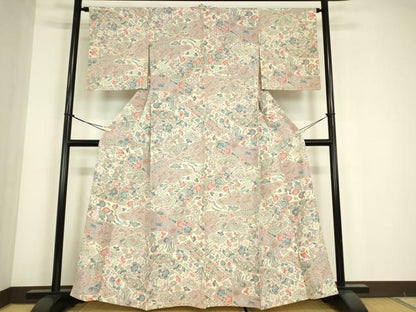 平和屋着物▽上質な小紋　単衣　辻が花　正絹　逸品　DABE4651az