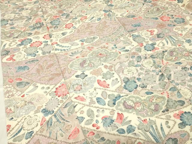 平和屋着物▽上質な小紋　単衣　辻が花　正絹　逸品　DABE4651az