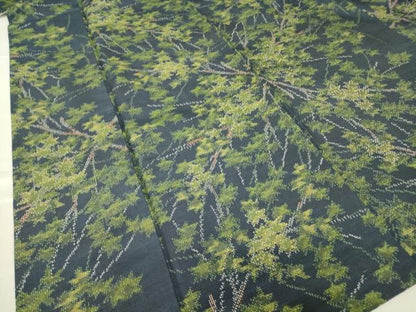 平和屋着物▽上質な紬　単衣　樹林文　正絹　逸品　DABE4655az