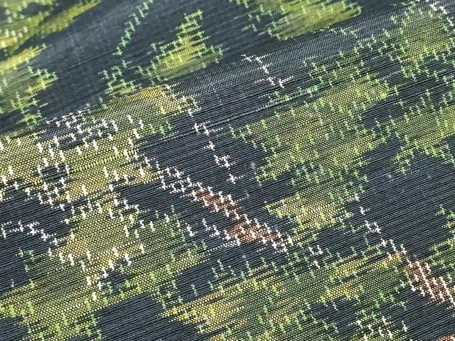 平和屋着物▽上質な紬　単衣　樹林文　正絹　逸品　DABE4655az
