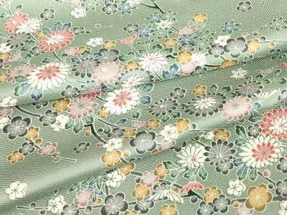 平和屋着物▽上質な小紋　単衣　吉祥枝花文　正絹　逸品　未使用　DABE4658az