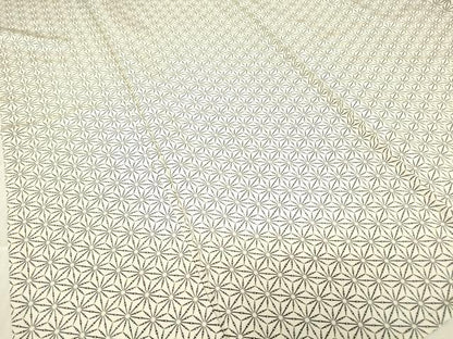 平和屋着物▽上質な小紋　単衣　麻の葉文　正絹　逸品　DABE4662az