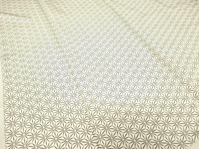 平和屋着物▽上質な小紋　単衣　麻の葉文　正絹　逸品　DABE4662az