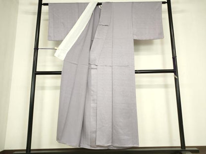 平和屋着物▽上質な色無地　単衣　紋意匠　浅紫色　正絹　逸品　DABE4667az