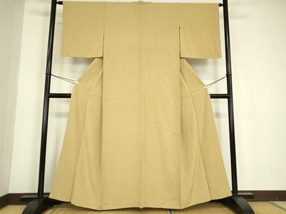 平和屋着物▽上質な色無地　単衣　飴色　正絹　逸品　DABE4669az