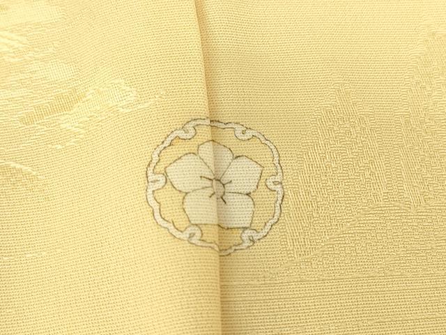 平和屋着物▽上質な色無地　単衣　山車　風景地紋　蜂蜜色　正絹　逸品　DABE4673az