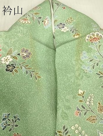 平和屋着物▽上質な小紋　単衣　更紗花文　金彩　正絹　逸品　DABE4674az