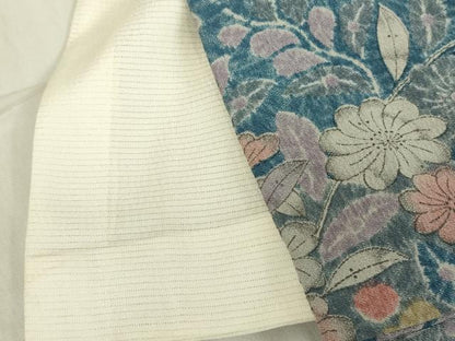 平和屋着物▽上質な小紋　単衣　草花文　正絹　逸品　DABE4684az