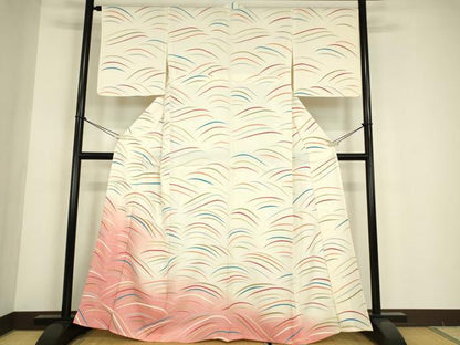 平和屋着物▽訪問着　単衣　芝文　暈し染め　正絹　逸品　DABE4686az