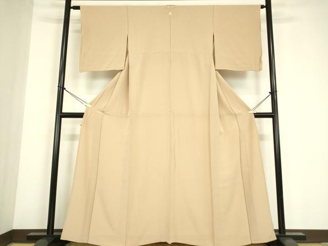 平和屋着物▽上質な色無地　単衣　白茶色　正絹　逸品　DABE4687az