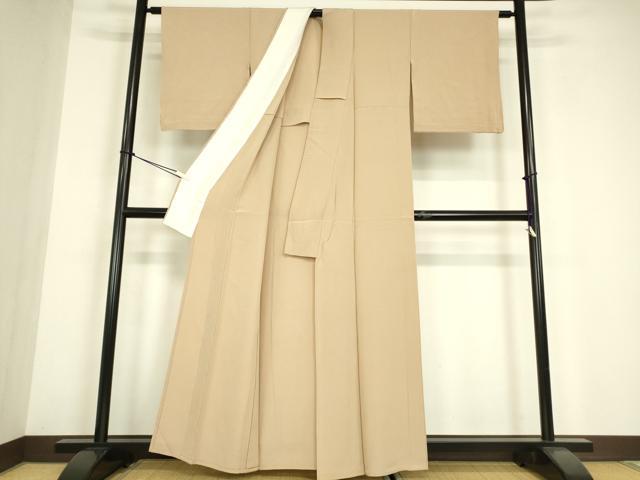 平和屋着物▽上質な色無地　単衣　白茶色　正絹　逸品　DABE4687az