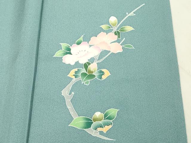 平和屋着物▽上質な色無地　単衣　ワンポイント　浅縹色　正絹　逸品　DABE4690az