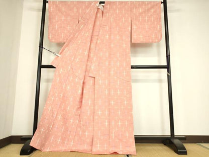 平和屋着物▽上質な紬　単衣　燕絣　正絹　逸品　DABE4695az