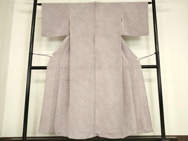 平和屋着物▽上質な小紋　単衣　作家物　斜線文　鬼しぼ縮緬　正絹　逸品　DABE4696az