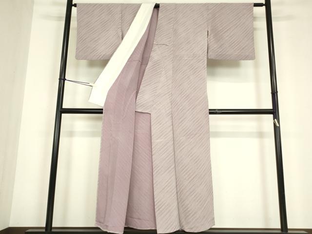 平和屋着物▽上質な小紋　単衣　作家物　斜線文　鬼しぼ縮緬　正絹　逸品　DABE4696az