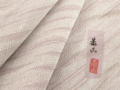 平和屋着物▽上質な小紋　単衣　作家物　斜線文　鬼しぼ縮緬　正絹　逸品　DABE4696az