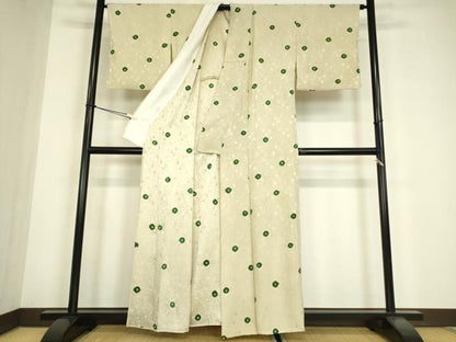 平和屋着物▽上質な小紋　単衣　絞り　零れ松葉花文　正絹　逸品　DABE4699az