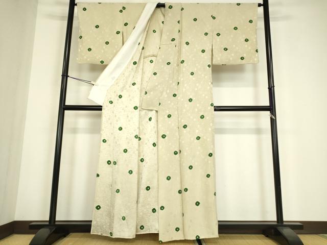 平和屋着物▽上質な小紋　単衣　絞り　零れ松葉花文　正絹　逸品　DABE4699az