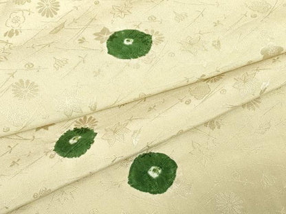 平和屋着物▽上質な小紋　単衣　絞り　零れ松葉花文　正絹　逸品　DABE4699az