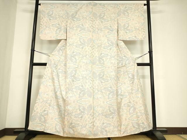 平和屋着物▽本場大島紬　7マルキ　単衣　草花文　正絹　逸品　DABE4700az