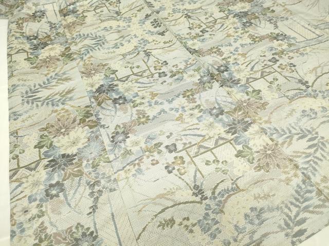 平和屋着物▽本場大島紬　白大島　7マルキ　単衣　総絣　籬花文　正絹　逸品　DABE4705az