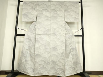 平和屋着物▽訪問着　単衣　雲重ね文　正絹　逸品　DABE4706az