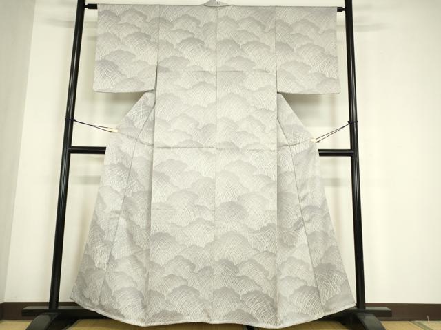 平和屋着物▽訪問着　単衣　雲重ね文　正絹　逸品　DABE4706az