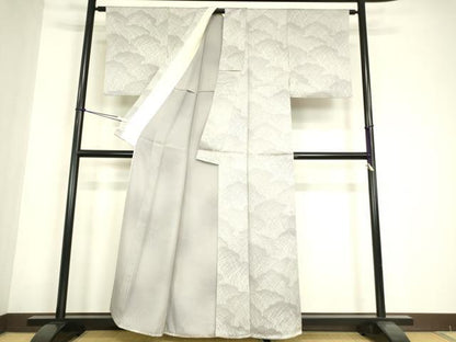平和屋着物▽訪問着　単衣　雲重ね文　正絹　逸品　DABE4706az