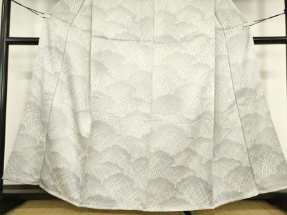 平和屋着物▽訪問着　単衣　雲重ね文　正絹　逸品　DABE4706az