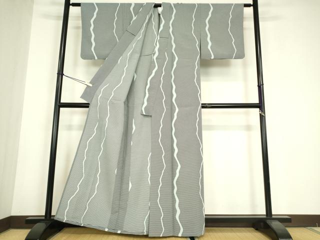平和屋着物▽小紋　単衣　変わり縞　洗える着物　DABE4709az