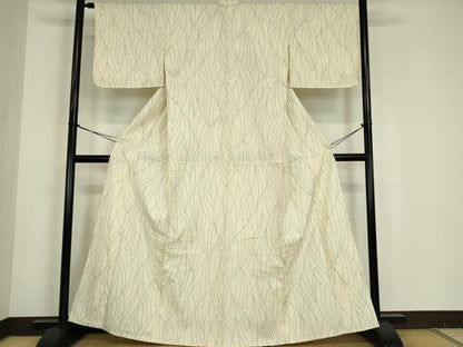平和屋着物▽上質な紬　単衣　舞葉文　正絹　逸品　DABE4711az
