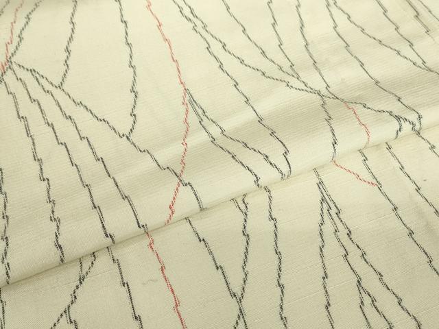 平和屋着物▽上質な紬　単衣　舞葉文　正絹　逸品　DABE4711az