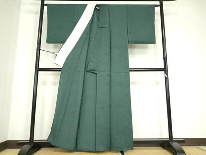 平和屋着物▽上質な色無地　単衣　流水地紋　高麗納戸色　正絹　逸品　未使用　DABE4713az