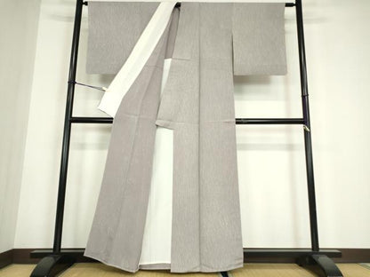 平和屋着物▽上質な小紋　単衣　斜線文　正絹　逸品　DABE4714az