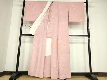平和屋着物▽上質な小紋　単衣　萩文　正絹　逸品　DABE4717az