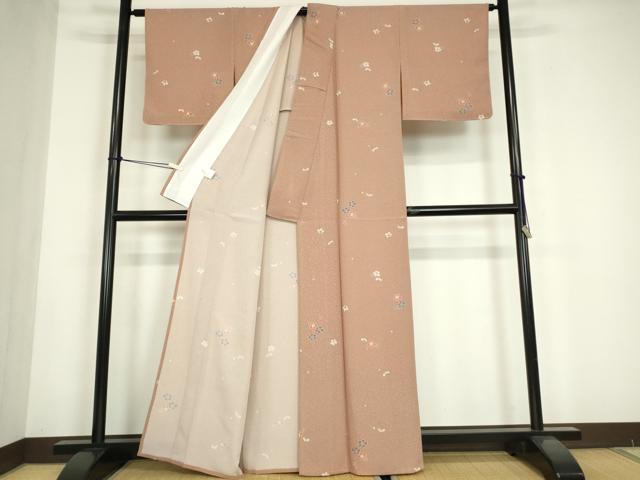 平和屋着物▽小紋　単衣　舞梅文　洗える着物　未使用　DABE4719az