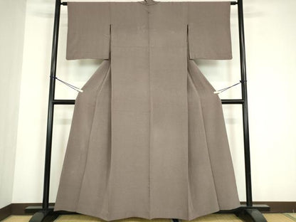 平和屋着物▽上質な色無地　単衣　樺茶色　正絹　逸品　DABE4720az