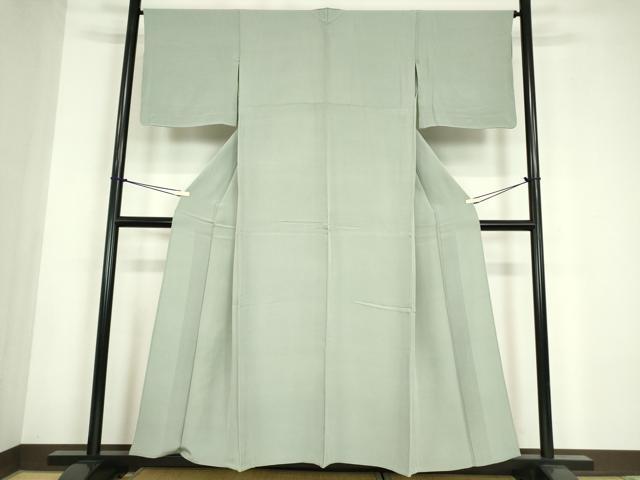平和屋着物▽上質な色無地　単衣　柳鼠色　正絹　逸品　DABE4727az