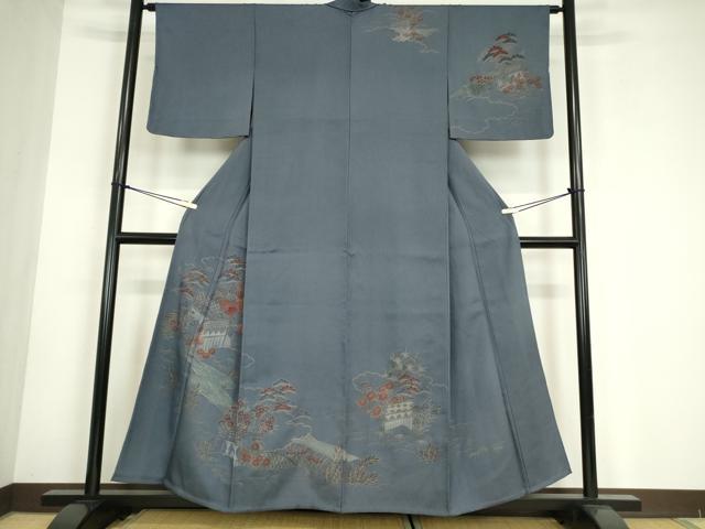 平和屋着物▽訪問着　単衣　刺繍　籬花文　金彩　正絹　逸品　未使用　DABE4730az