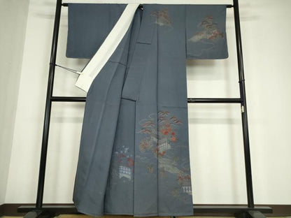 平和屋着物▽訪問着　単衣　刺繍　籬花文　金彩　正絹　逸品　未使用　DABE4730az