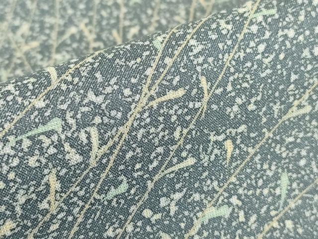 平和屋着物▽訪問着　単衣　草葉文　正絹　逸品　DABE4731az