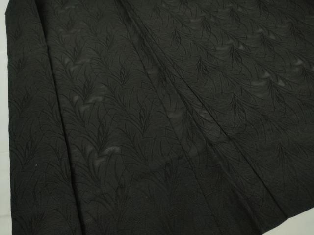 平和屋着物▽羽織　スリーシーズン　春夏秋　塵除け　紗　草葉文　黒地　正絹　逸品　DABE4732az