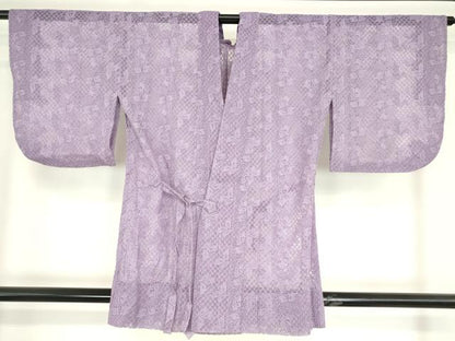 平和屋着物▽道中着　スリーシーズン　春夏秋　塵除け　総レース　更紗花文　薄葡萄色　DABE4733az