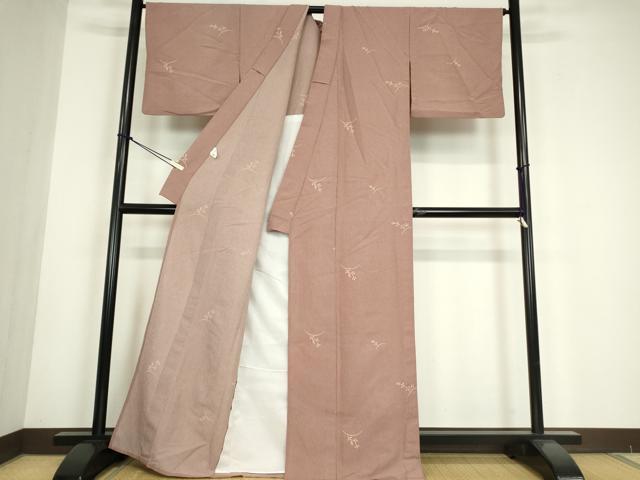 平和屋着物▽小紋　単衣　草花文　洗える着物　DABE4735az