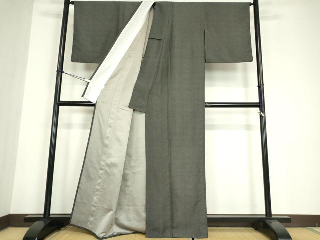 平和屋着物▽江戸小紋　単衣　鮫小紋柄　黒地　洗える着物　DABE4736az