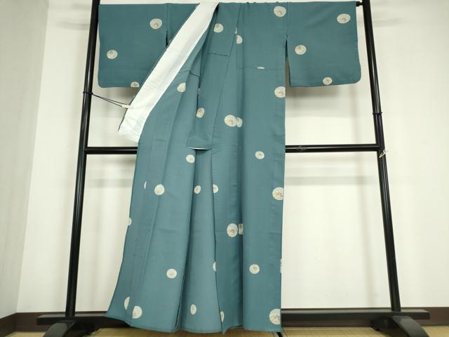 平和屋着物▽上質な小紋　単衣　花丸文　洗える着物　DABE4737az