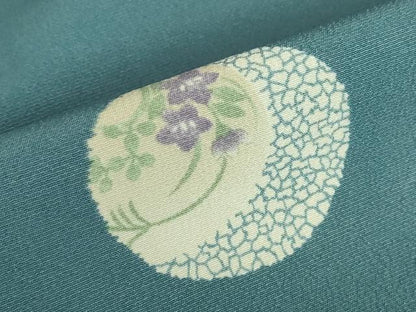 平和屋着物▽上質な小紋　単衣　花丸文　洗える着物　DABE4737az