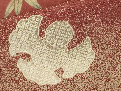 平和屋着物▽訪問着　単衣　片身変わり　福良雀に笹竹文　洗える着物　DABE4738az